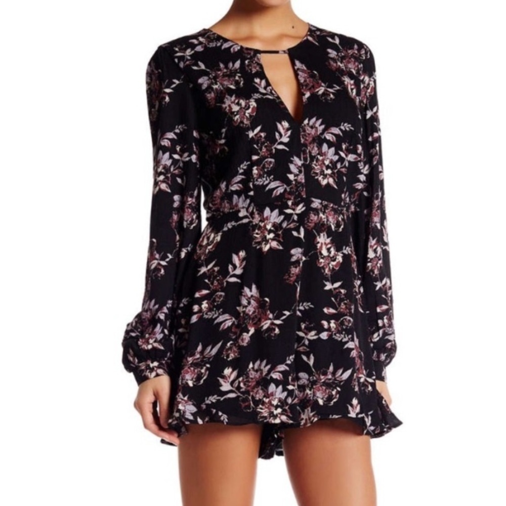 Astr Black Floral Romper